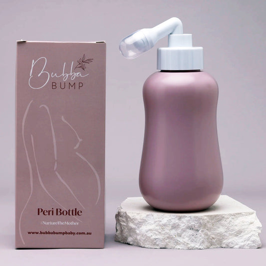 Peri bottle with packaging on a light gray background