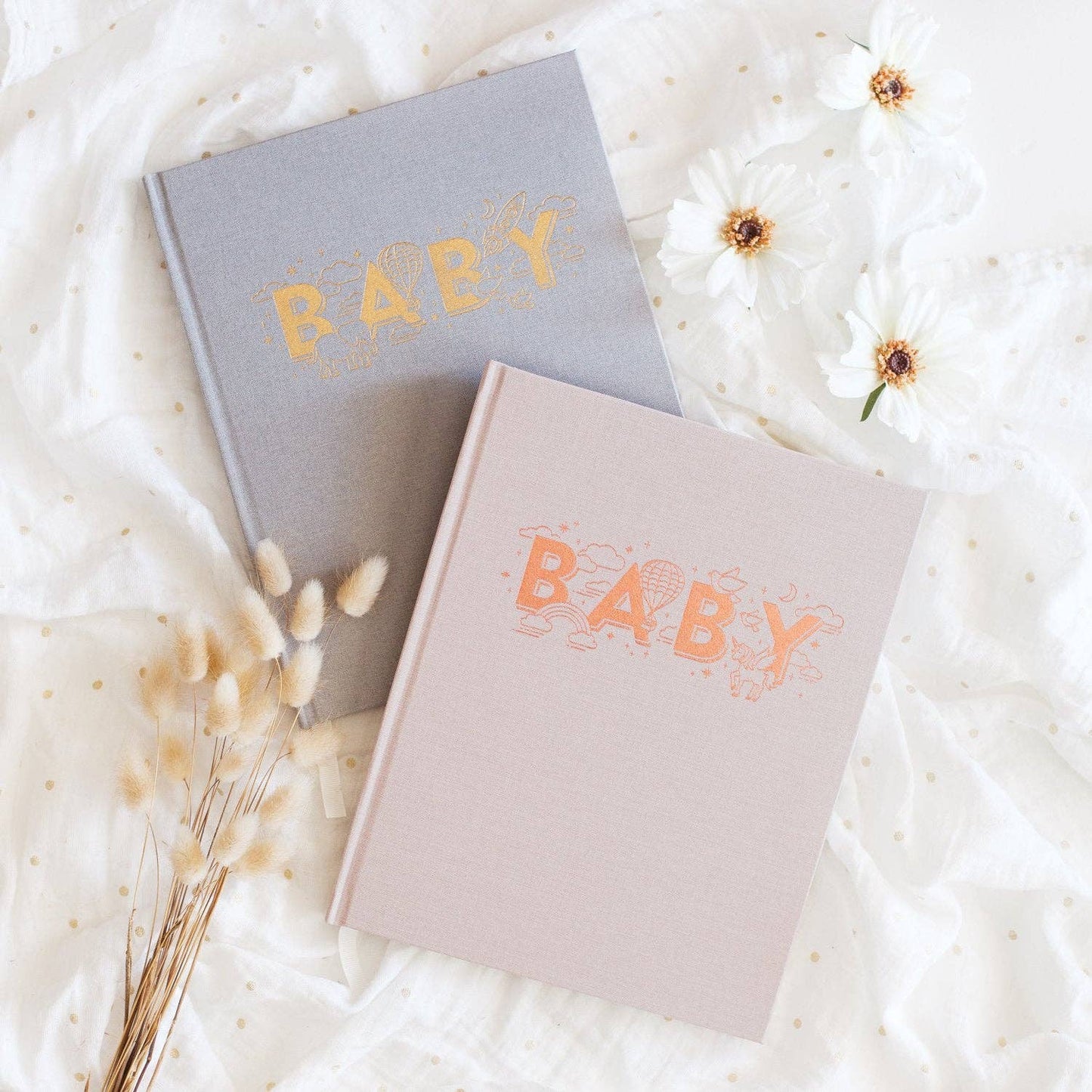 Baby Book Linen Journal - Grey