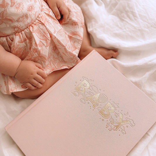 Baby Book Linen Journal - Rose Pink