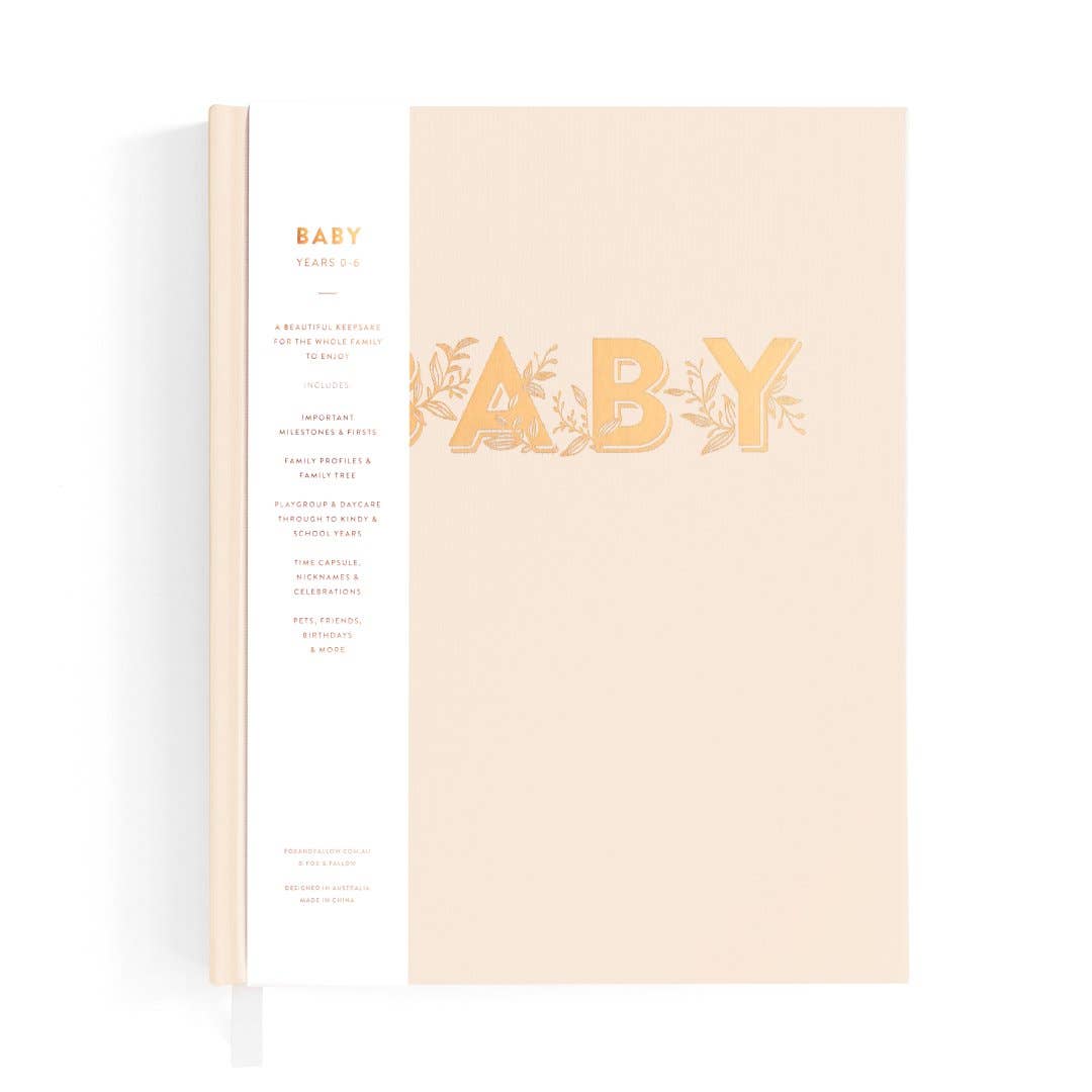 Fox and Fallow Baby Book Linen Journal in colour Beige with a cover band