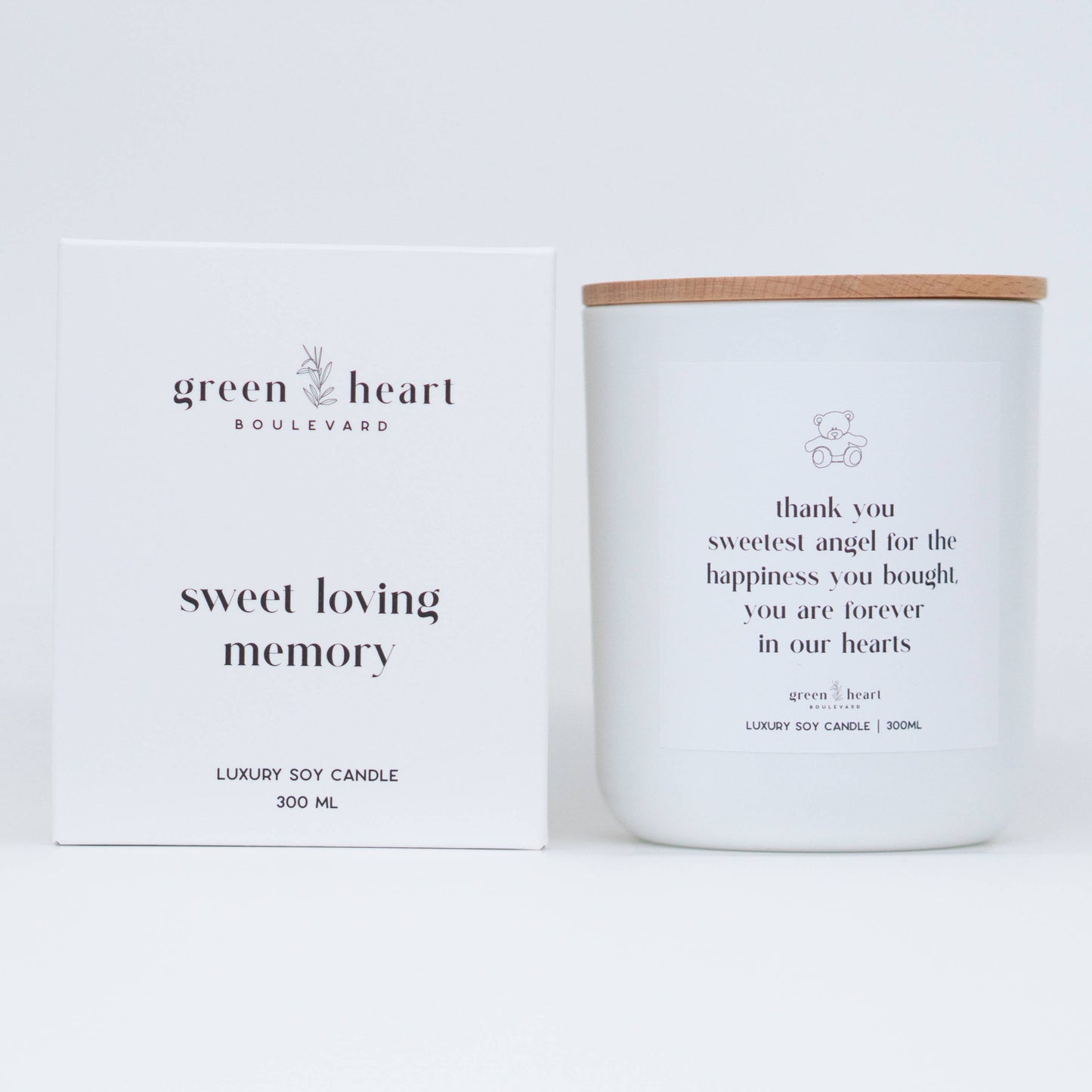 Green Heart Thank You Sweet Angel in Loving Memory Soy Candle with Box
