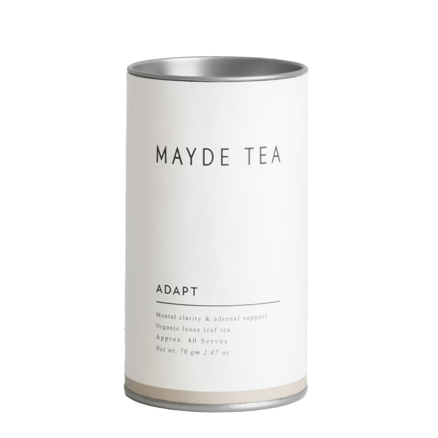Mayde Tea canister on a white background