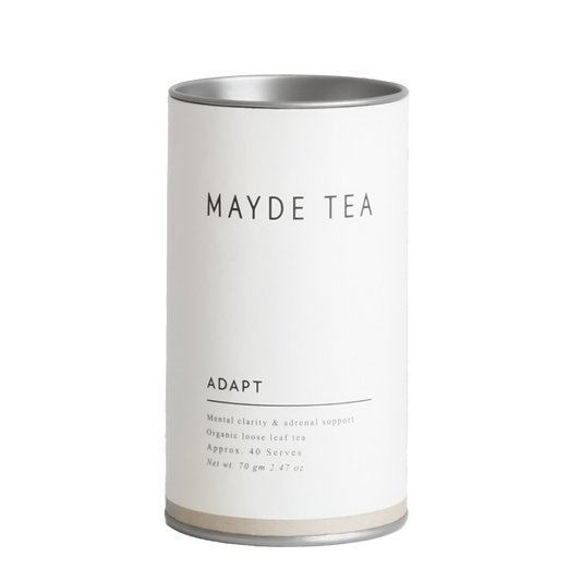 Mayde Tea canister on a white background