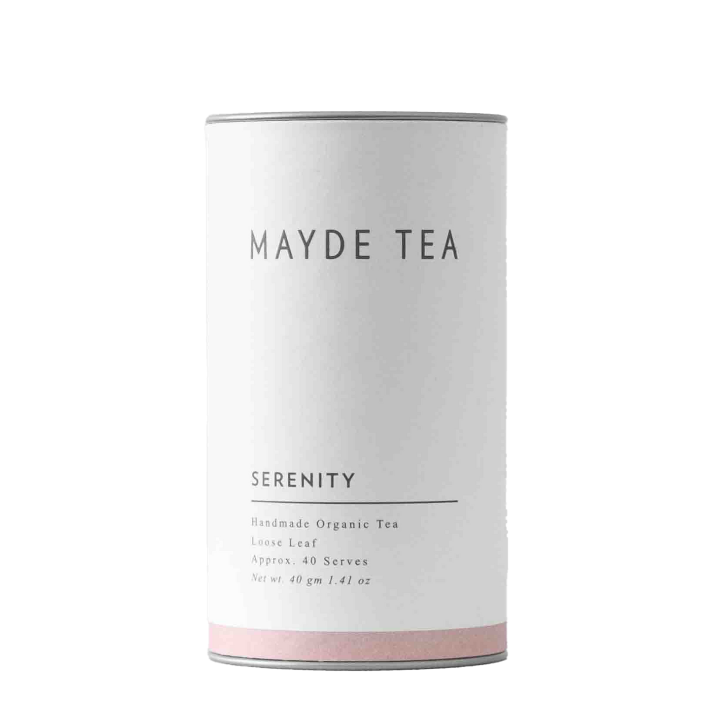 Mayde Tea Serenity tea canister on a white background