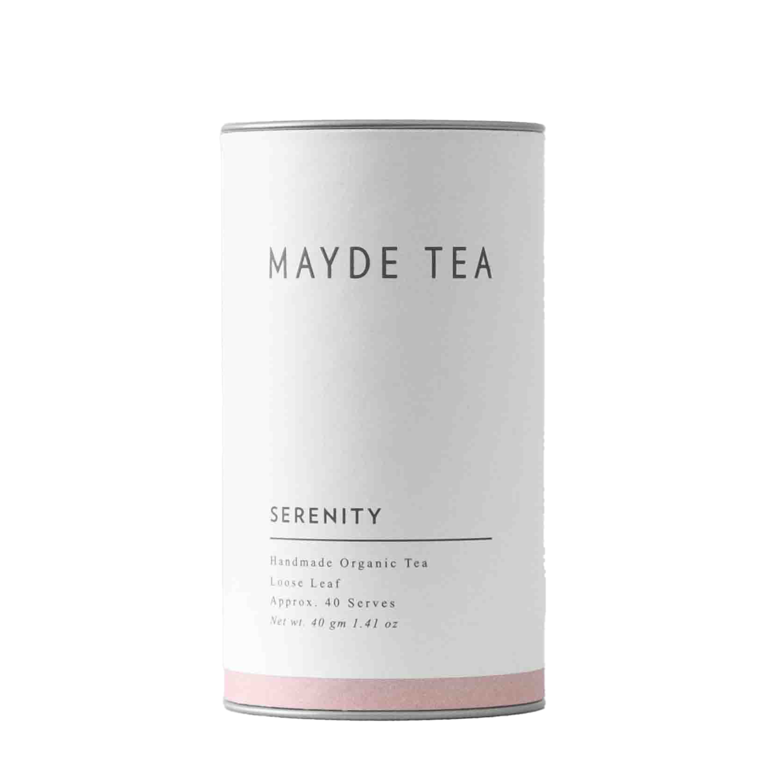 Mayde Tea Serenity tea canister on a white background
