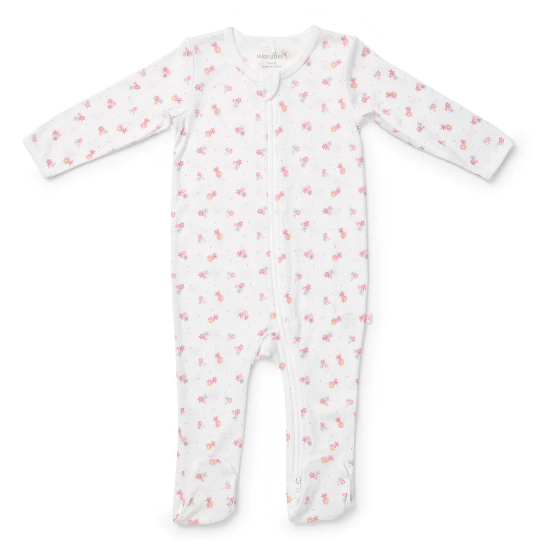 Newborn Baby Zip growsuit - Pink floral