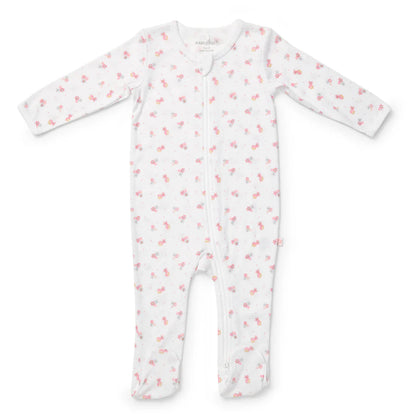 Newborn Baby Zip growsuit - Pink floral
