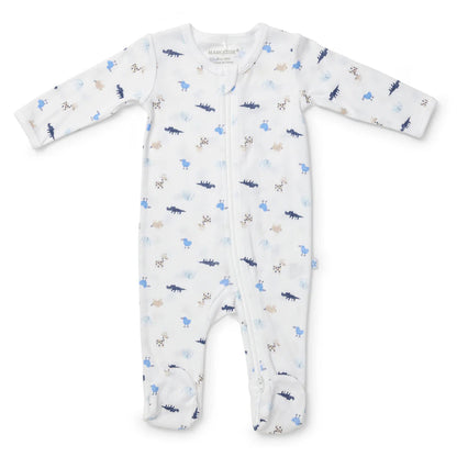 Newborn Baby Zip growsuit - Blue animals