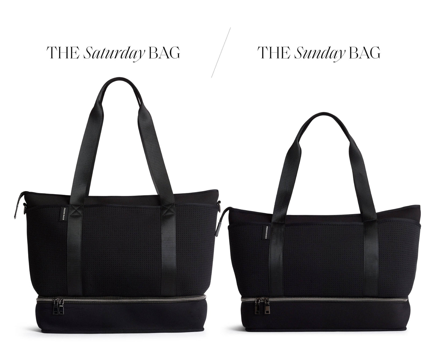 Side by side comparison of Prene The Saturday Bag and The SUnday Bag