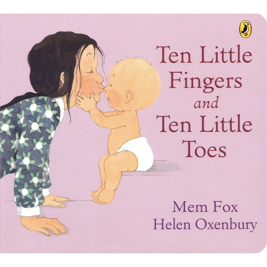 Book cover of 'Ten Little Fingers and Ten Little Toes' with a child and baby illustration.